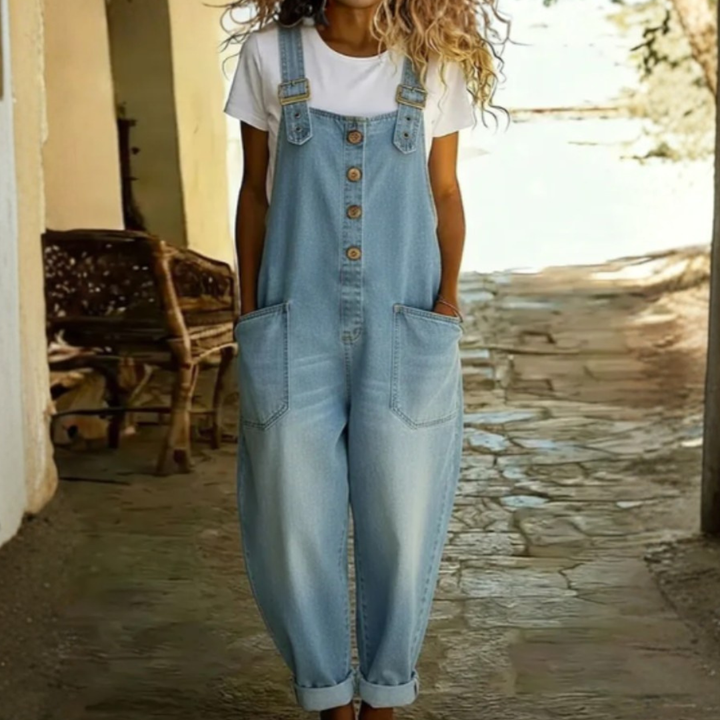 Margaret - Vintage Soft Cotton Denim-Look Overall