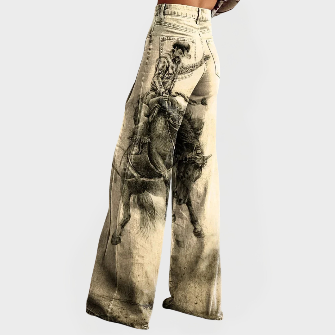 Stylish Wide-Leg Patterned Jeans