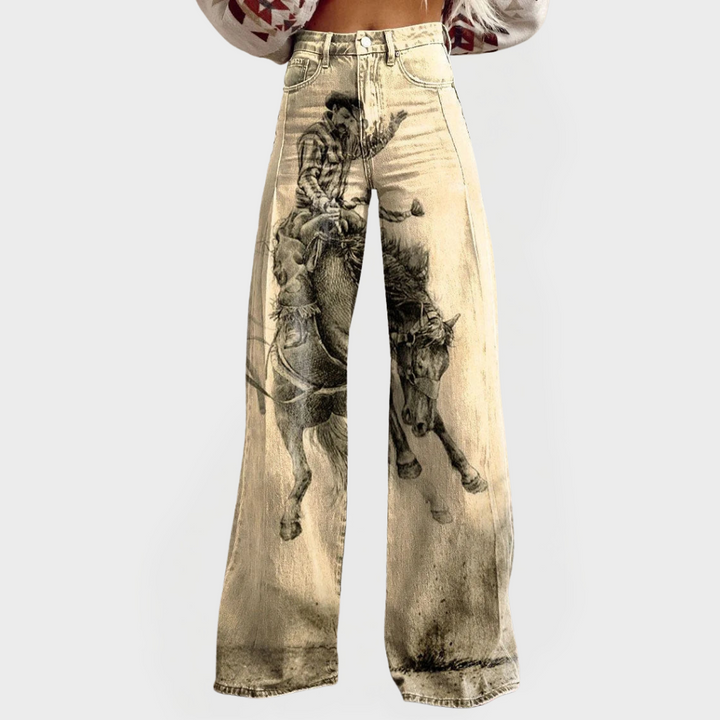 Stylish Wide-Leg Patterned Jeans