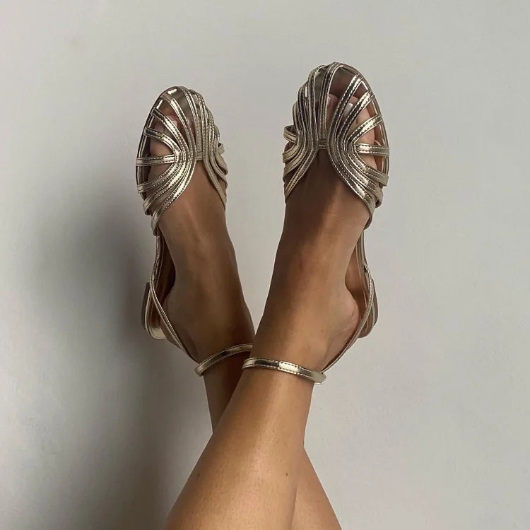 VITTORIA | Gold Sandals with Jewelry