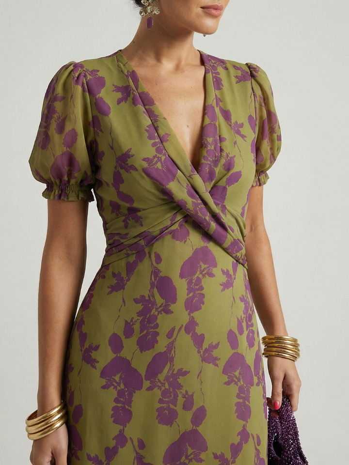 Selira | Floral Wrap Midi Dress