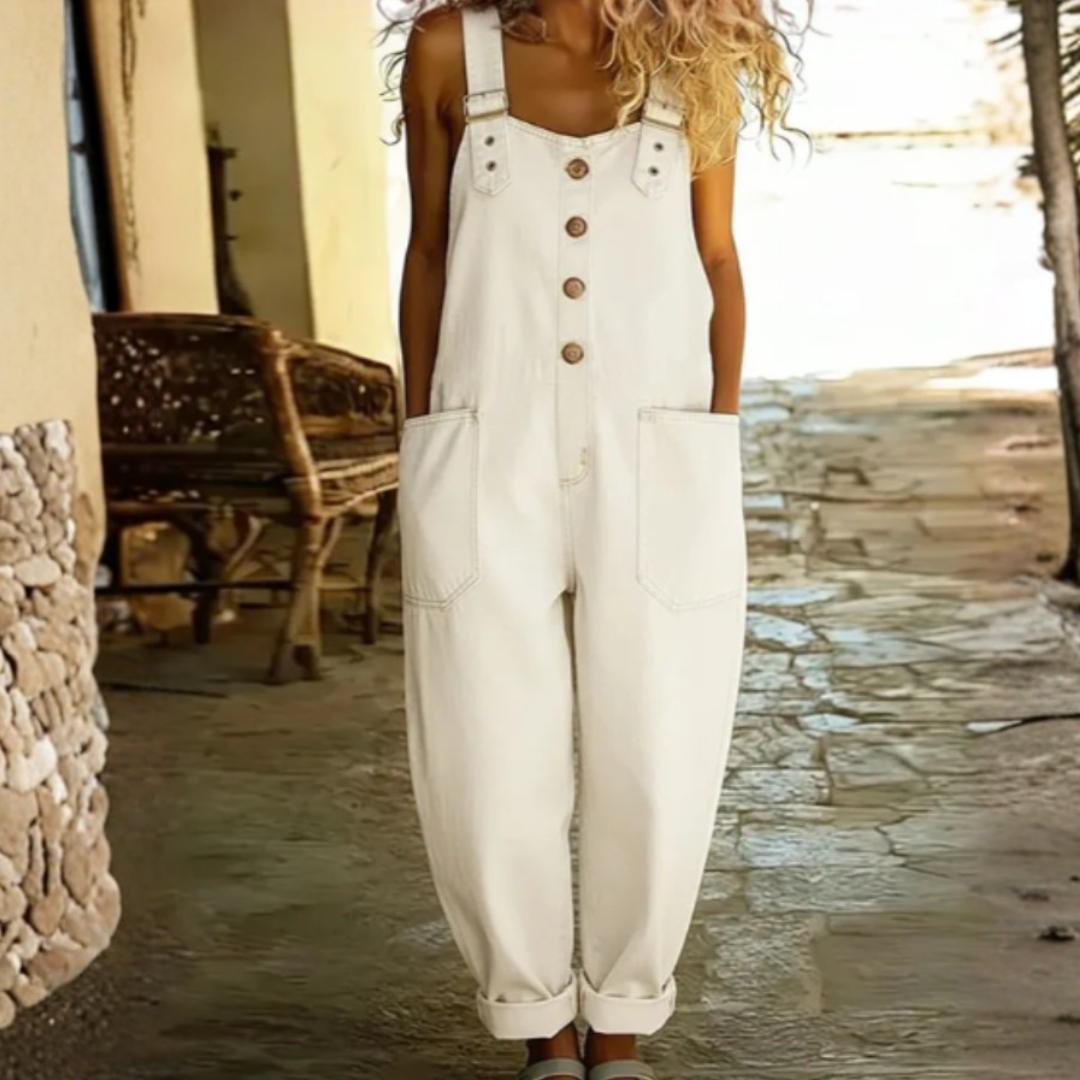 Margaret - Vintage Soft Cotton Denim-Look Overall
