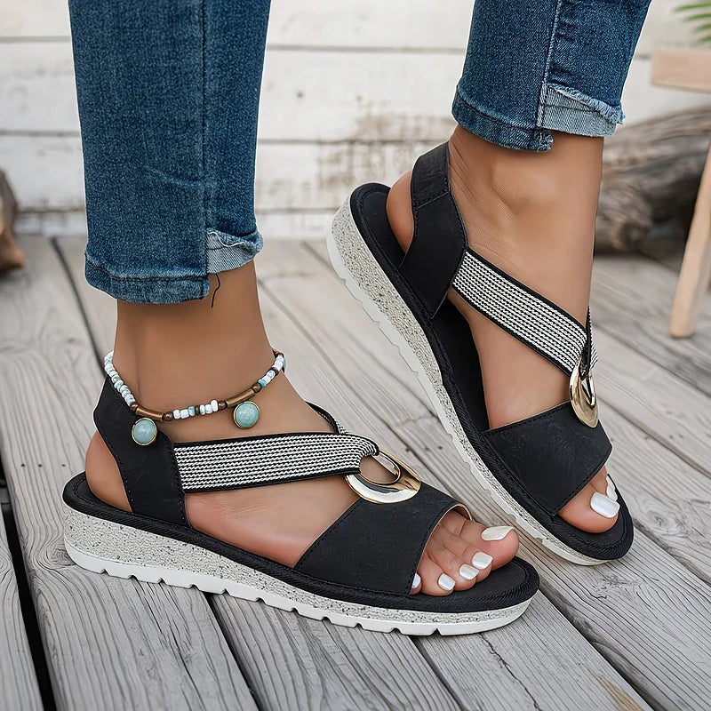 Marlenia | Chic Flat Sandals with Buckle Detail