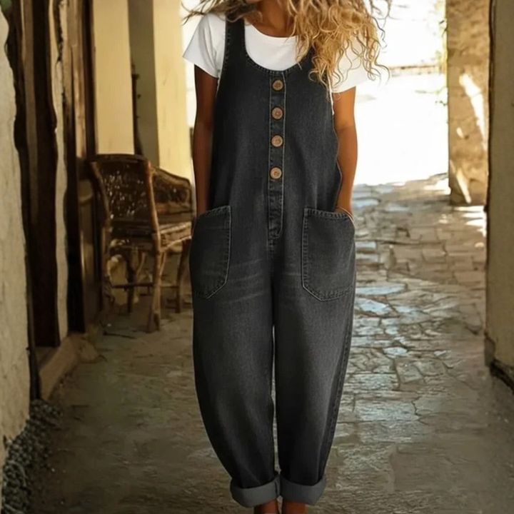 Margaret - Vintage Soft Cotton Denim-Look Overall