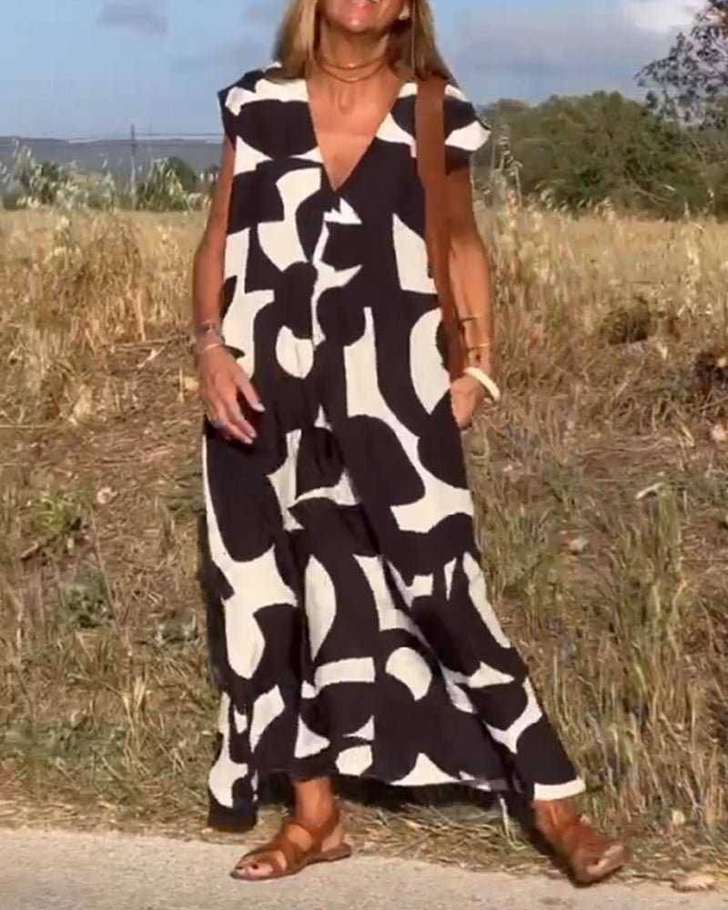 Amelia | Printed V-Neck Dress