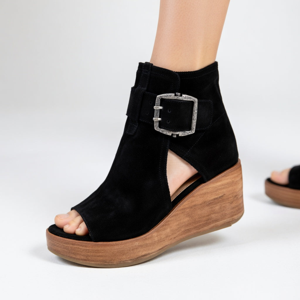 The Orla Open-Toe Wedge Boots