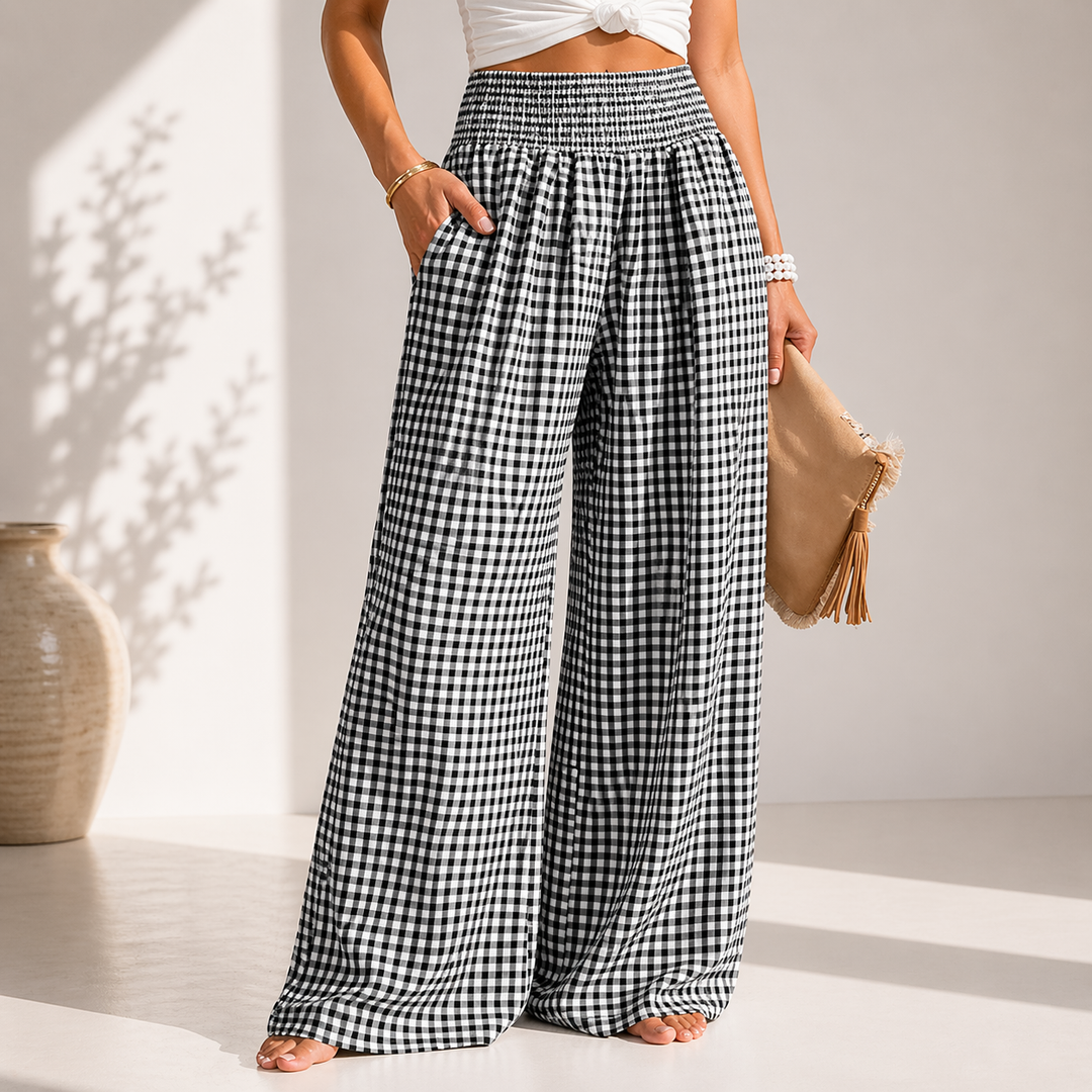 Isla Gingham Wide Leg Trousers