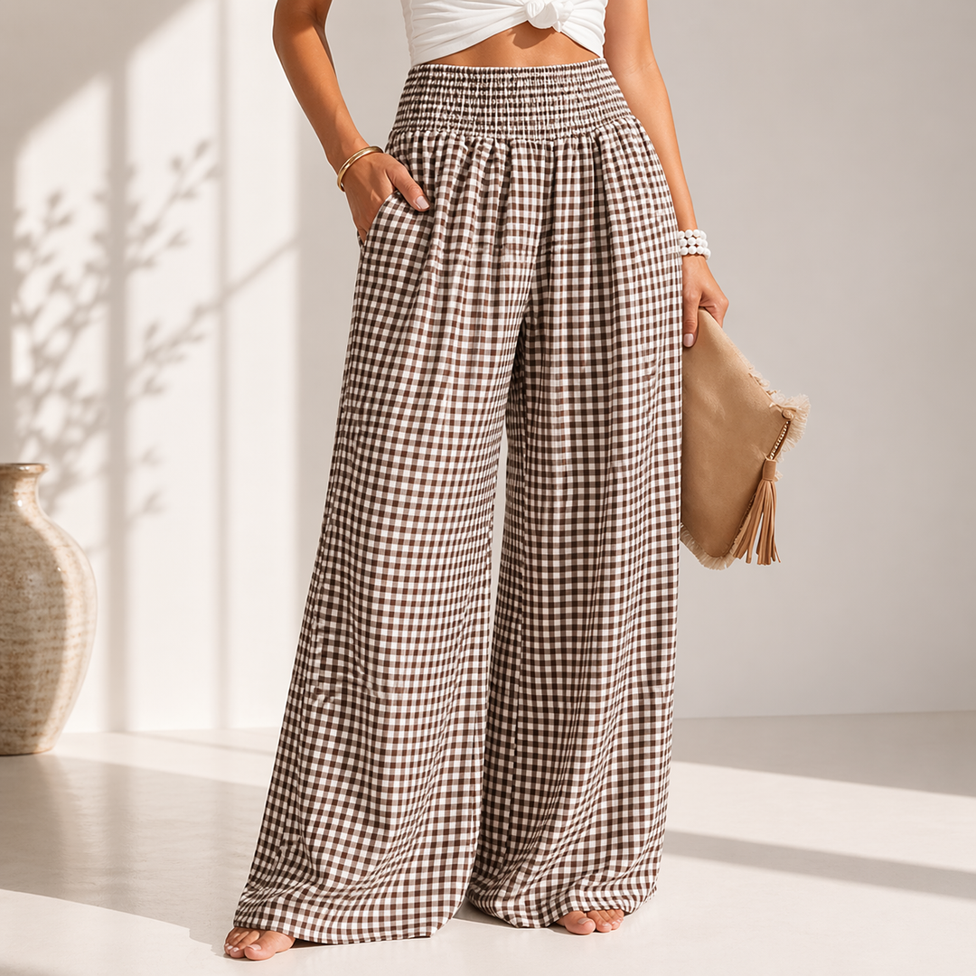 Isla Gingham Wide Leg Trousers