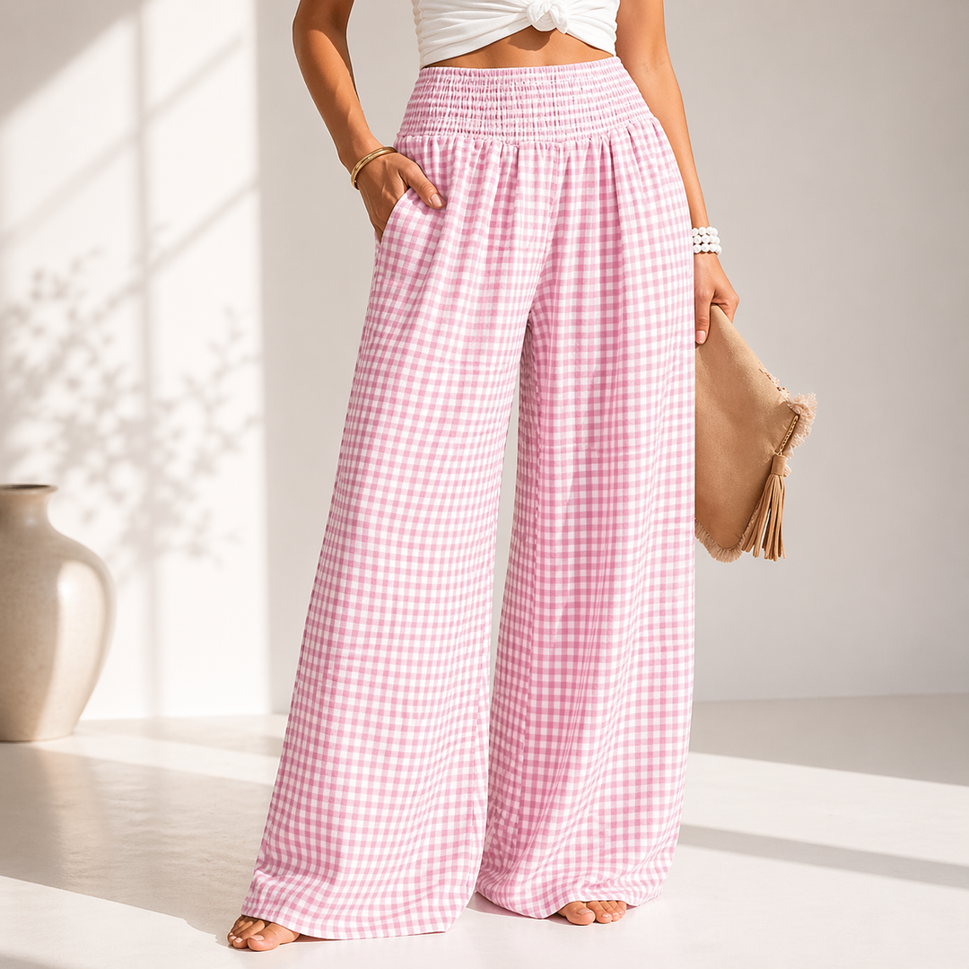 Isla Gingham Wide Leg Trousers