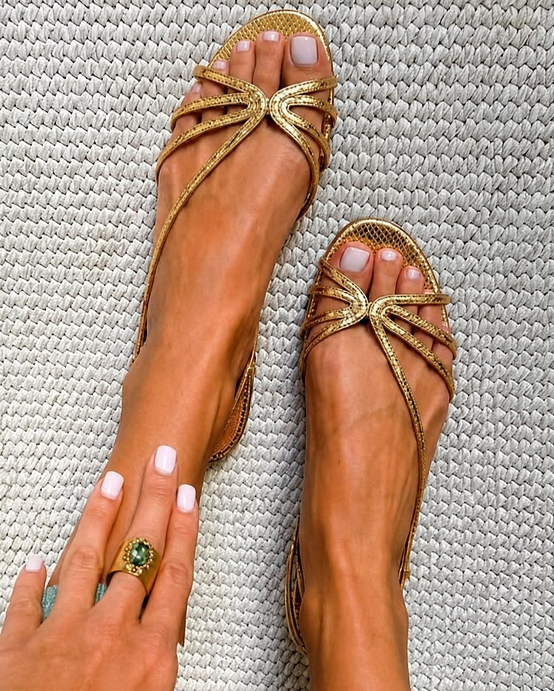 GINEVRA | Golden Sandals Summer Elegance