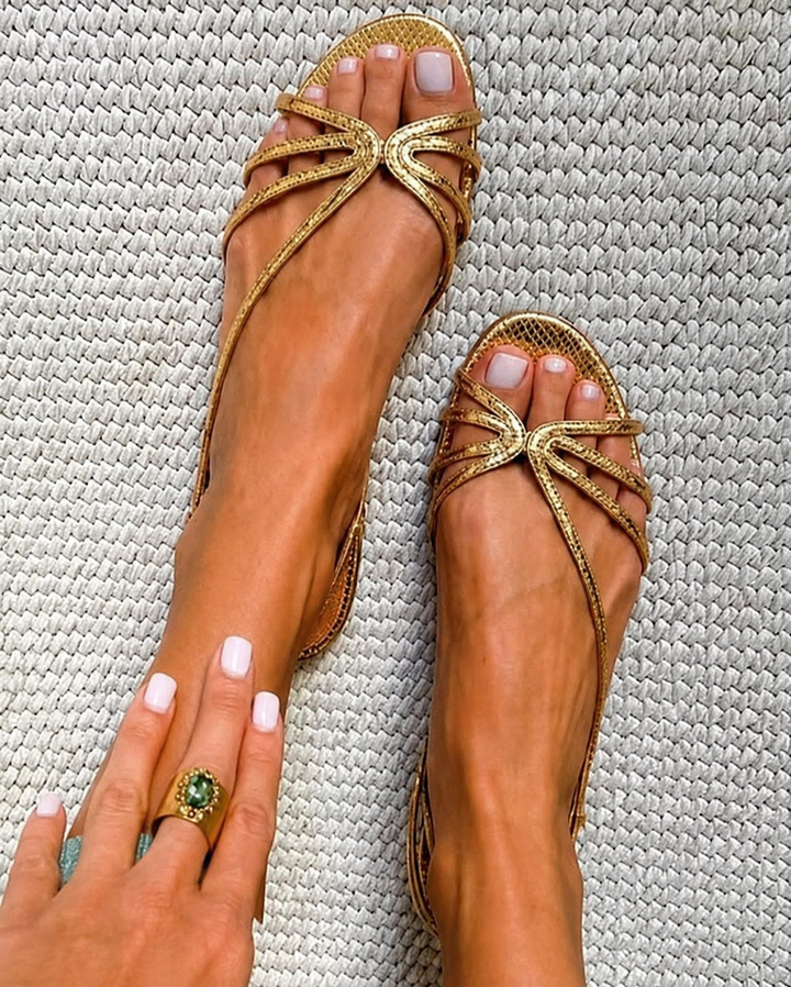 GINEVRA | Golden Sandals Summer Elegance
