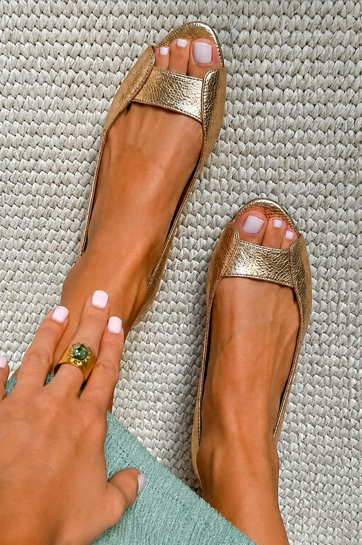 ADELINA | Gold Comfort Chic Sandals