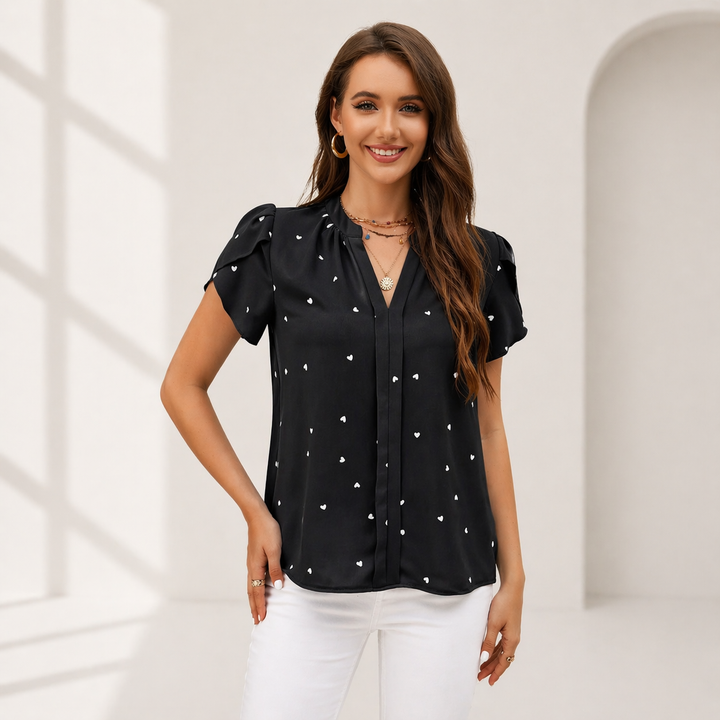The Elodie Printed V-Neck Blouse