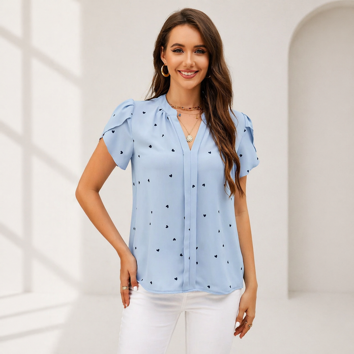 The Elodie Printed V-Neck Blouse
