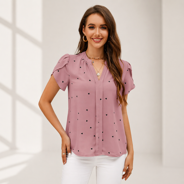 The Elodie Printed V-Neck Blouse