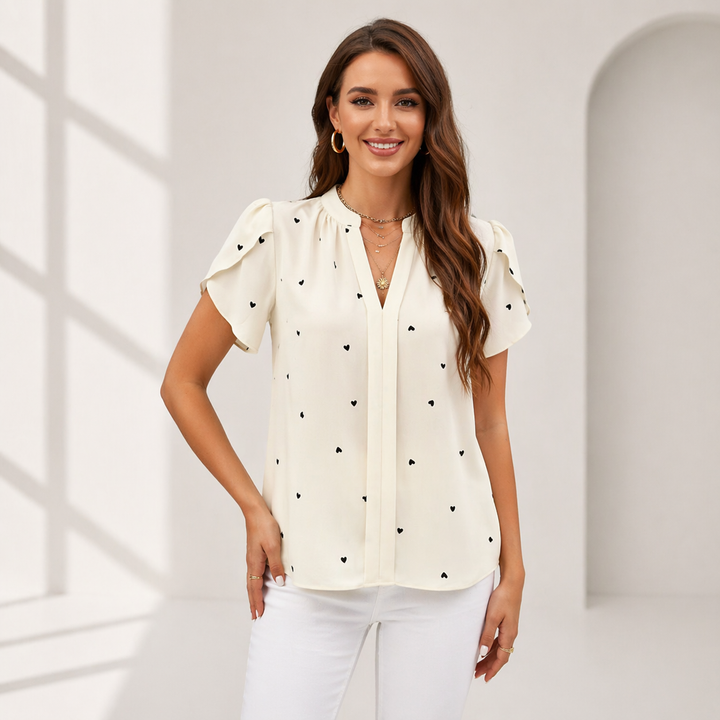 The Elodie Printed V-Neck Blouse
