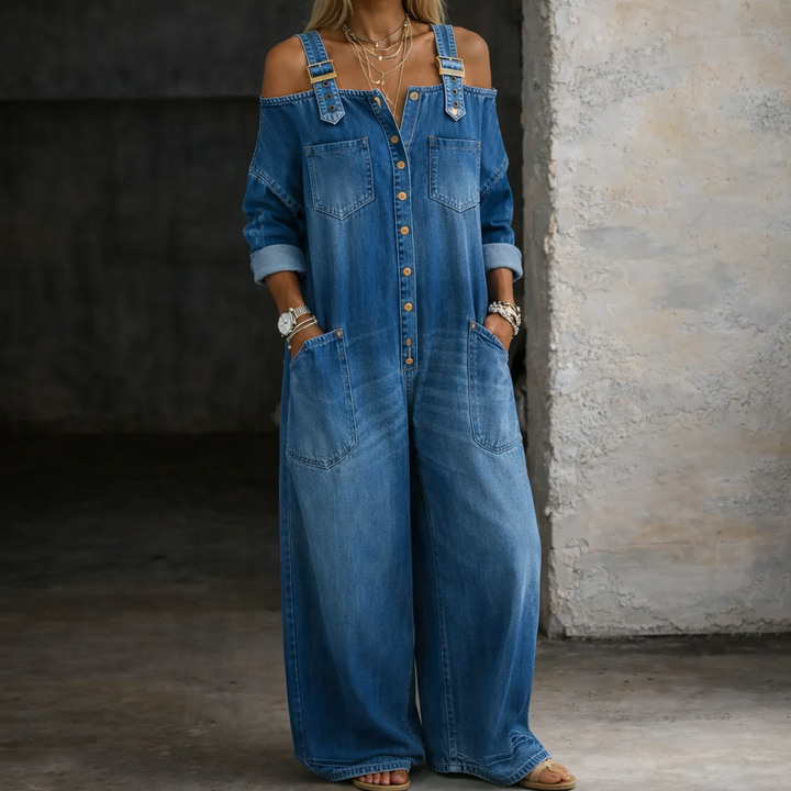 Sophia | Off-Shoulder Denim Jumpsuit