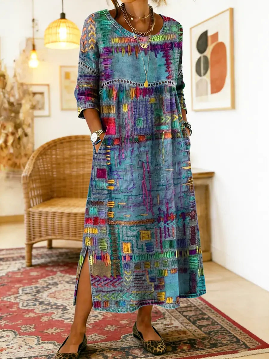 The Isla | Denim Patchwork Dress
