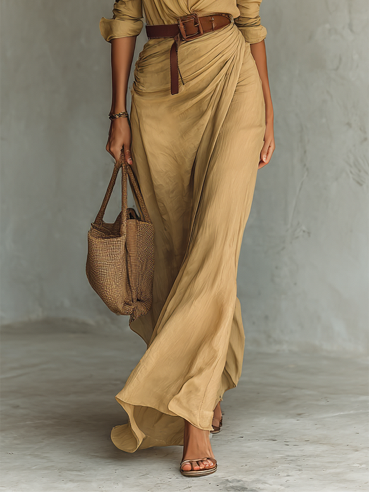 Women’s Maxi Dress with Lapel Collar