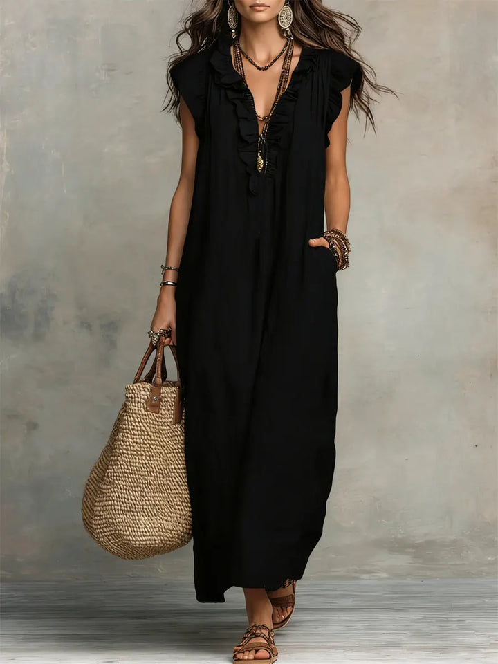 Camélia | Bohemian Linen and Cotton Maxi Dress