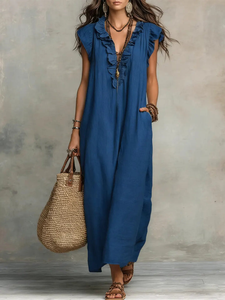 Camélia | Bohemian Linen and Cotton Maxi Dress