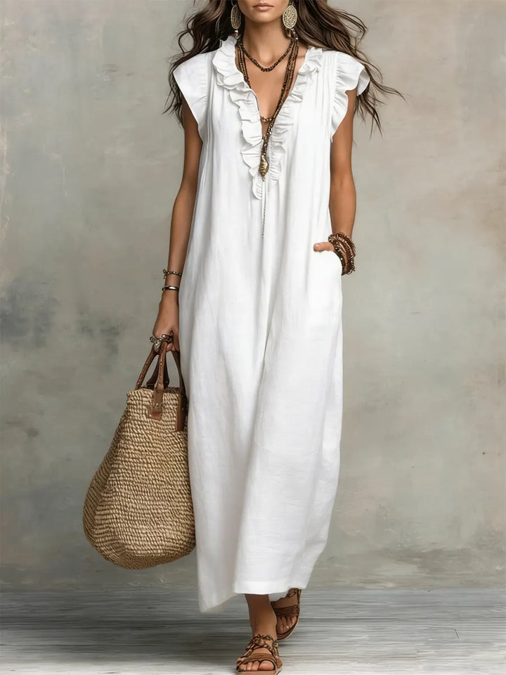 Camélia | Bohemian Linen and Cotton Maxi Dress