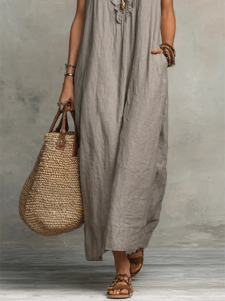Camélia | Bohemian Linen and Cotton Maxi Dress